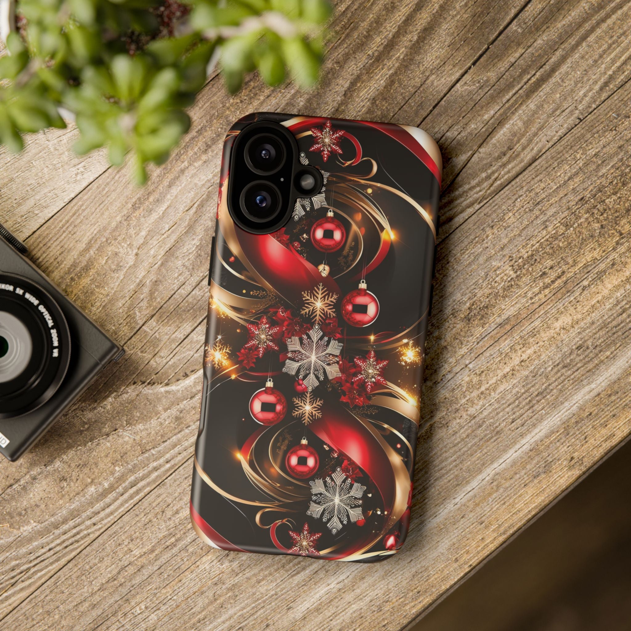 Christmas Red and Gold Phone Case - Tough Cases for Holiday Cheer