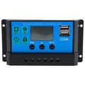 30A - PWM Solar Charge Controller, 12V/24V, USB, LCD Display, Multiple Modes