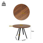 dowowdo 80 x 80 cm Square Dining Table with Walnut Look and Metal Frame