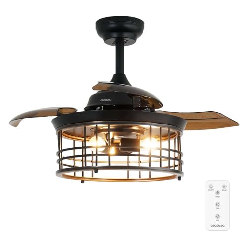 Cecotec EnergySilence Aero 3600 Ceiling Fan with black lampshade and remote control