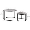 HOJINLINERO Nesting Coffee Table Set of 2 Black+Warm Grey