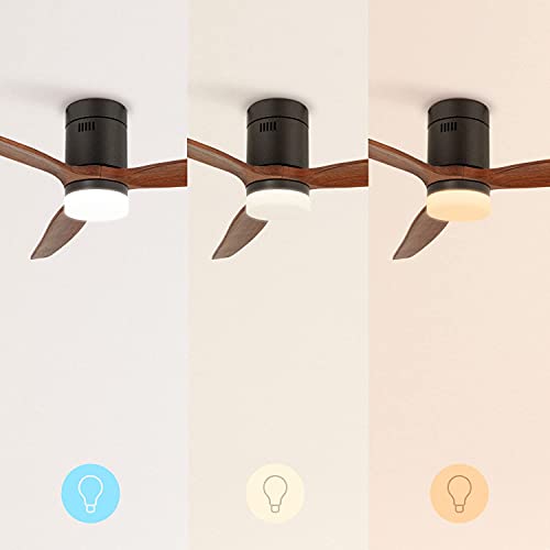 Create - Windcalm Ceiling Fan with Light, Dark Wood, Remote Control, 6 Speeds, 3 Light Settings, 40W, Ø132 cm