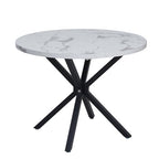 EGOONM Round Marble Look Dining Table with Metal Legs