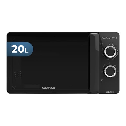 Cecotec ProClean Microwave in elegant black design with metallic details