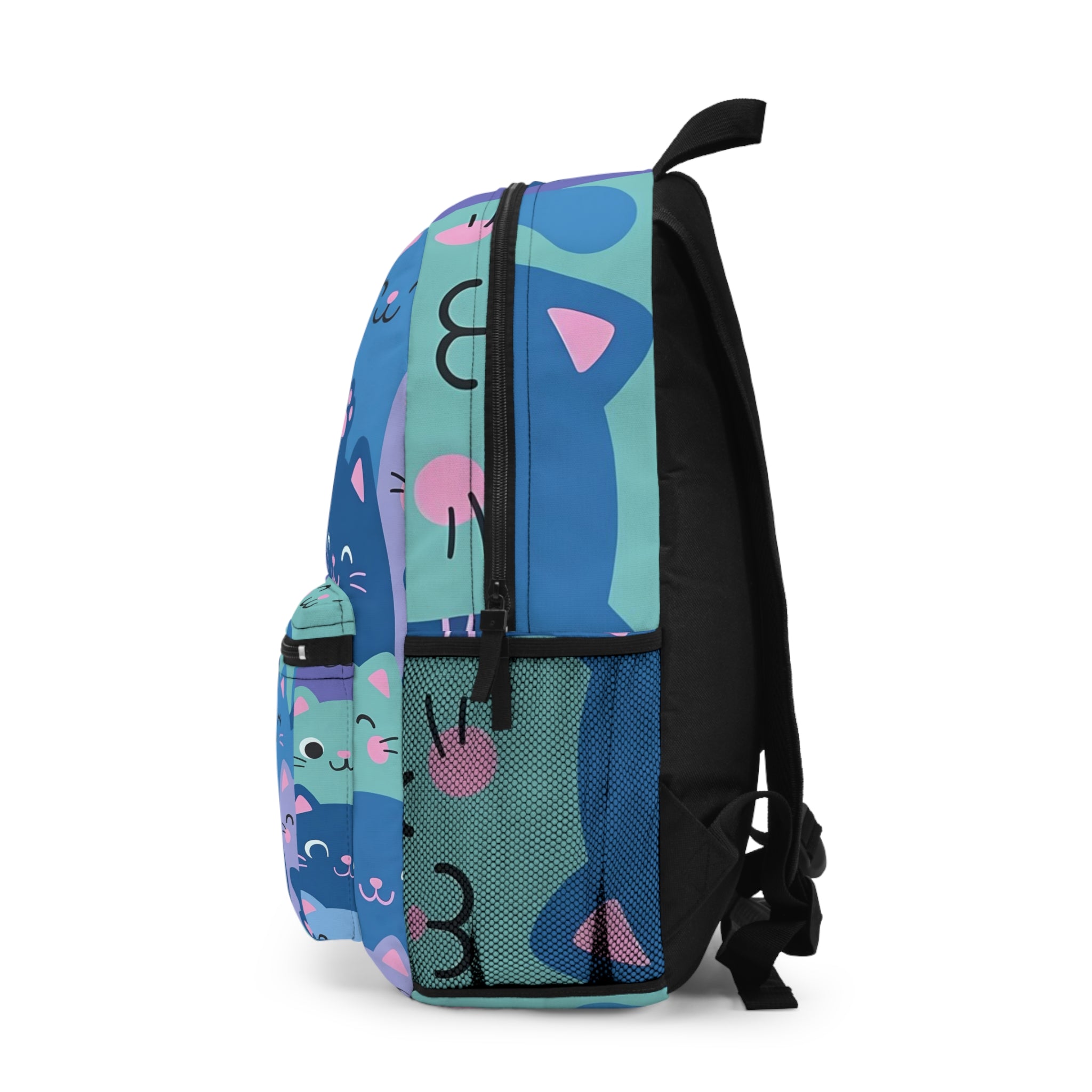 Cute Blue Cat Pattern Backpack – Aesthetic Kawaii Cat School Bag for Girls & Teens | Lightweight, Durable, Gift-Ready Everyday Carry with Playful Blue Kitty Print