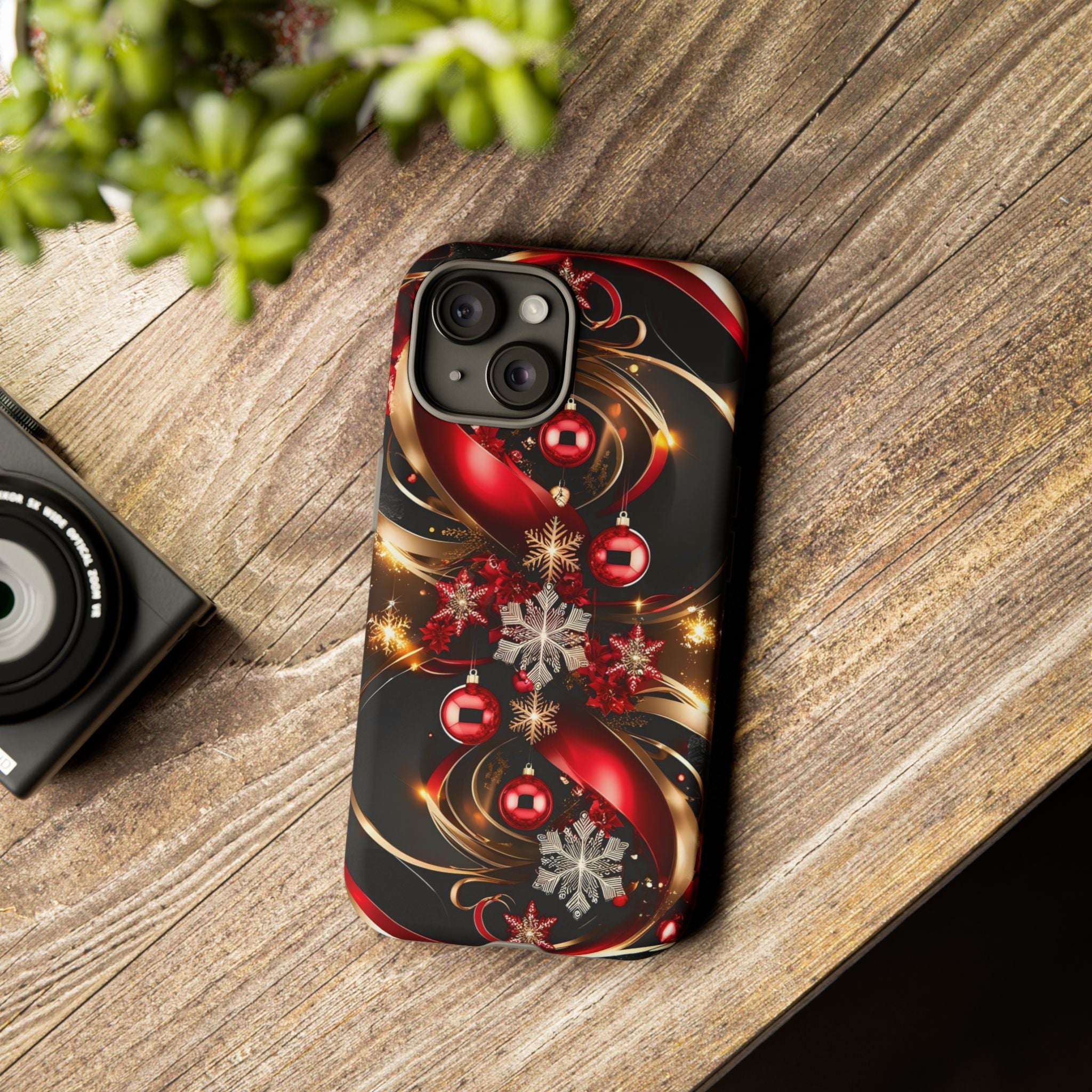 Christmas Red and Gold Phone Case - Tough Cases for Holiday Cheer