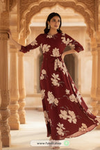 Glow Every Time: Harpa Maroon Floral A-Line Dress — Style That Speaks Louder Than Words