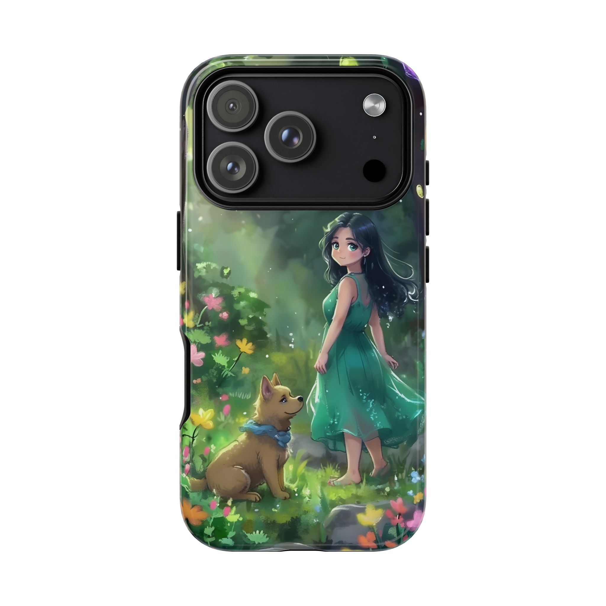Whimsical Phone Case with Nature and Dog Artwork
