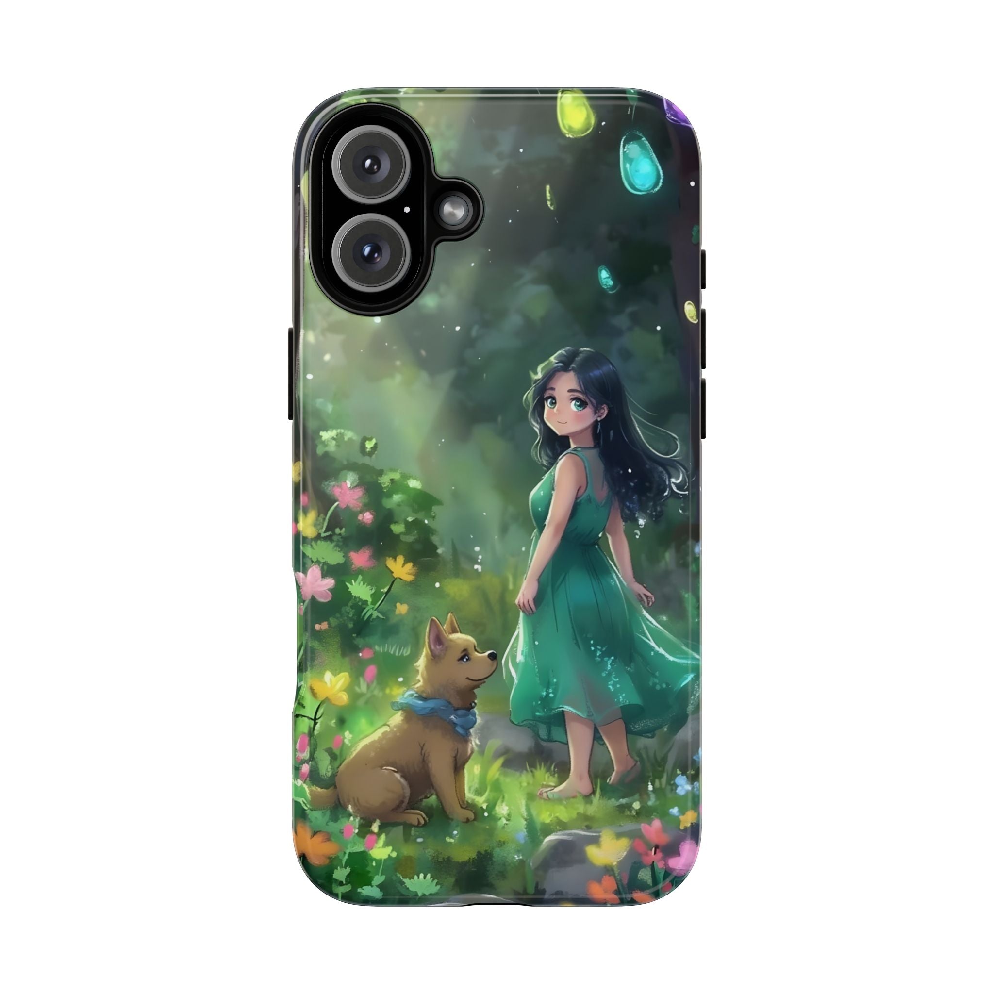 Whimsical Phone Case with Nature and Dog Artwork