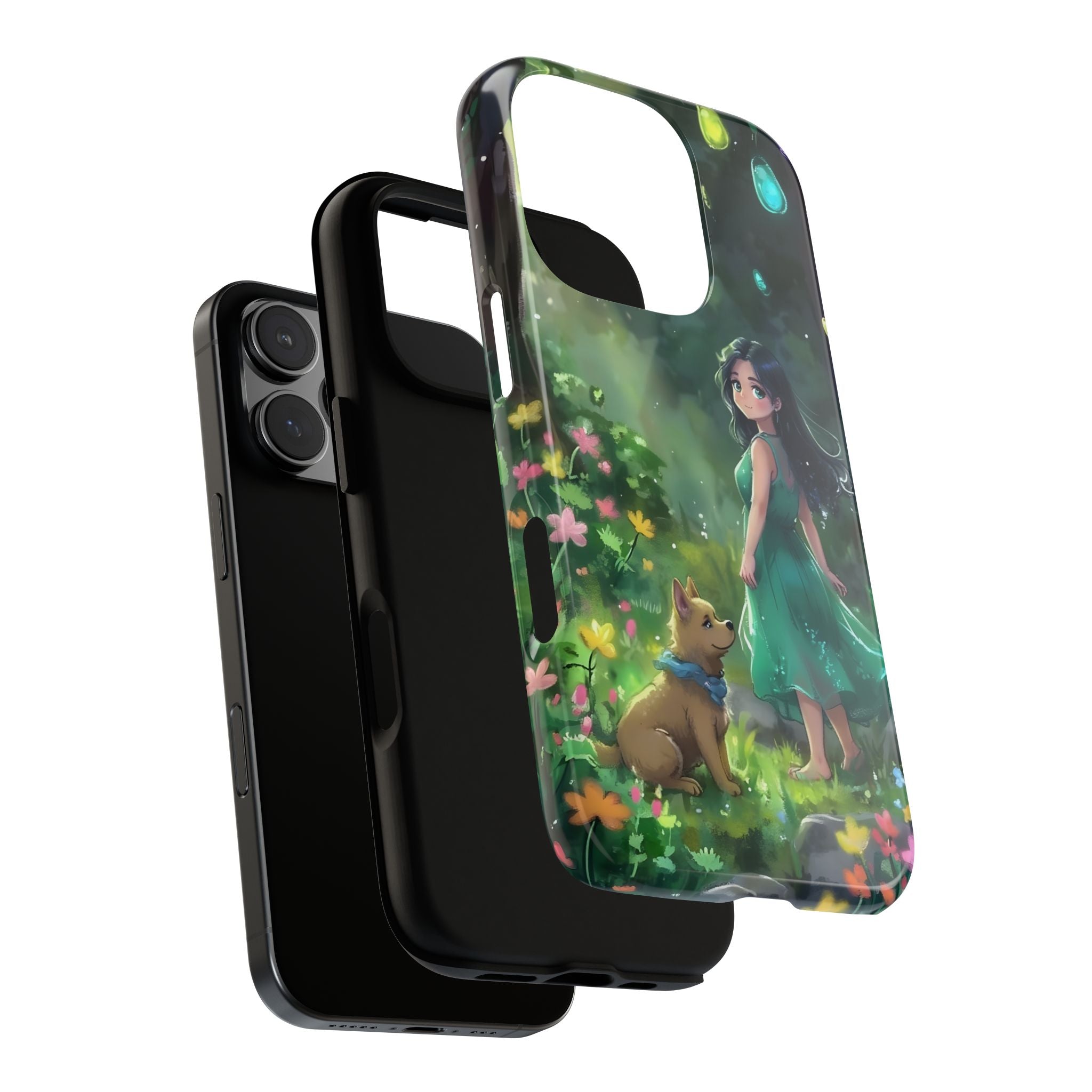 Whimsical Phone Case with Nature and Dog Artwork