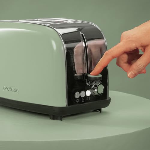 Cecotec Vertical Toaster Toastin' Time 850 Green - 850W Power, Perfect for Thick Bread