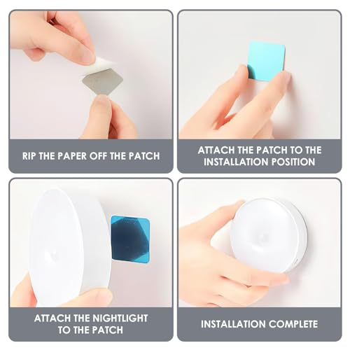 Sowbud - 3 PCS LED Motion Sensor Night Lights, Wireless & Rechargeable, 2 Colors