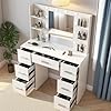 Puselo Dressing Table with Mirror and LED Lights - white