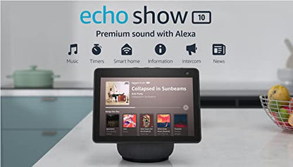 Amazon Echo Show 10 (newest model), HD smart display with premium sound, motion and Alexa, Charcoal