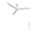 Create Windstlyance ceiling fan with natural wood and white finish, featuring 6 speeds and timer