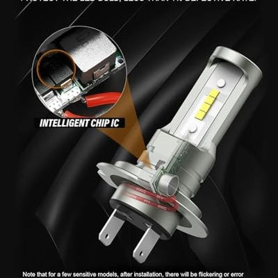 Pulilang H7 Led Headlight Bulbs - 55w 12000lm, 1:1 Size, Safer Night Driving