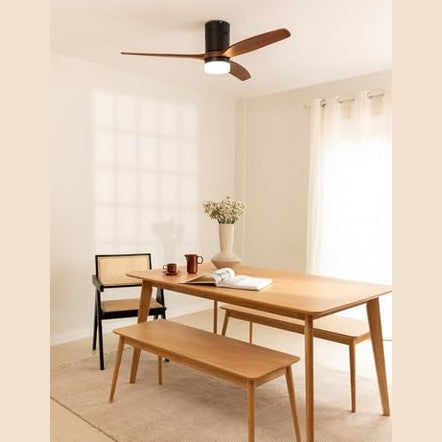 Create - Windcalm Ceiling Fan with Light, Dark Wood, Remote Control, 6 Speeds, 3 Light Settings, 40W, Ø132 cm