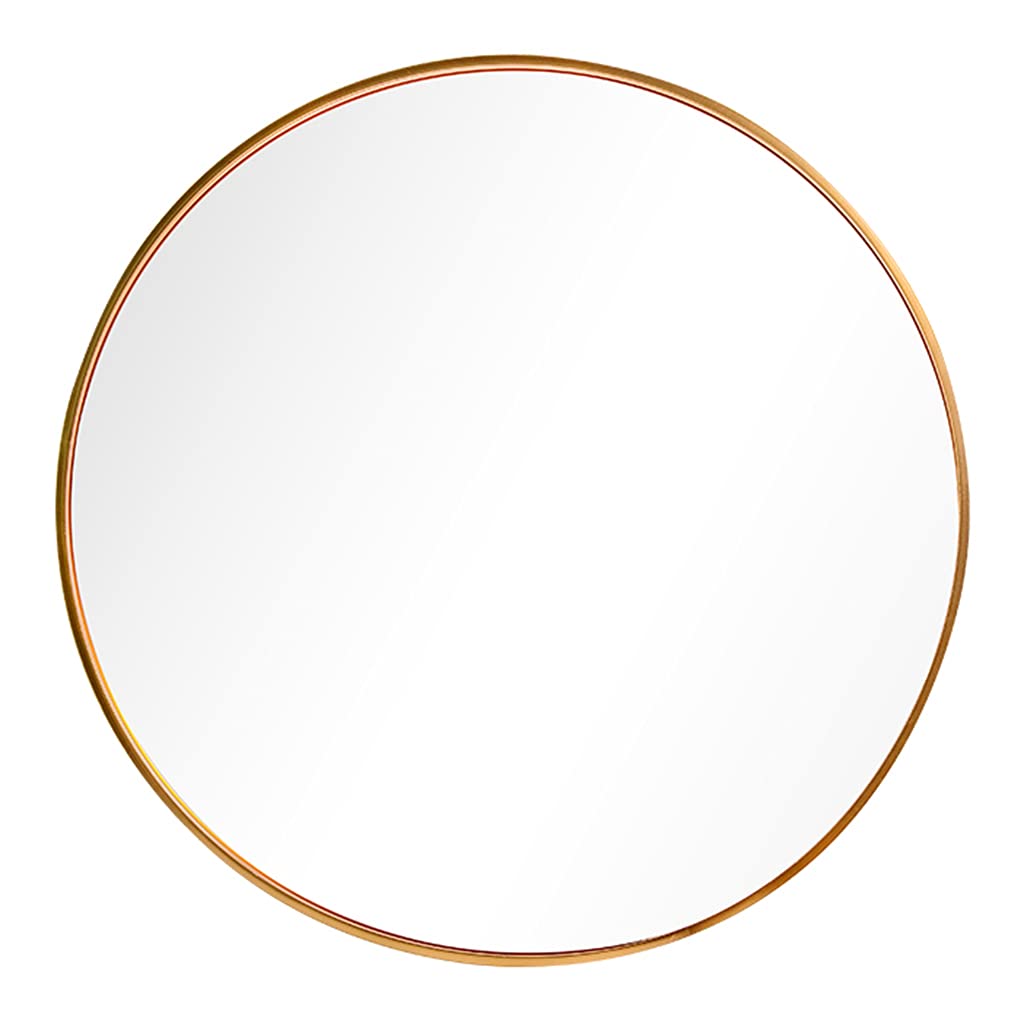 Round wall mirror with decorative aluminum frame and explosion-proof membrane