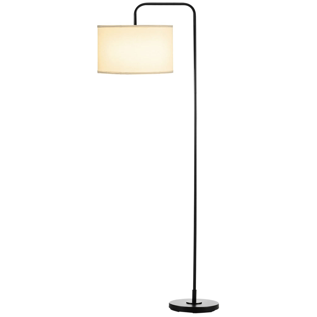 HOMCOM modern black metal floor lamp with cable shade and linen fabric shade for soft lighting