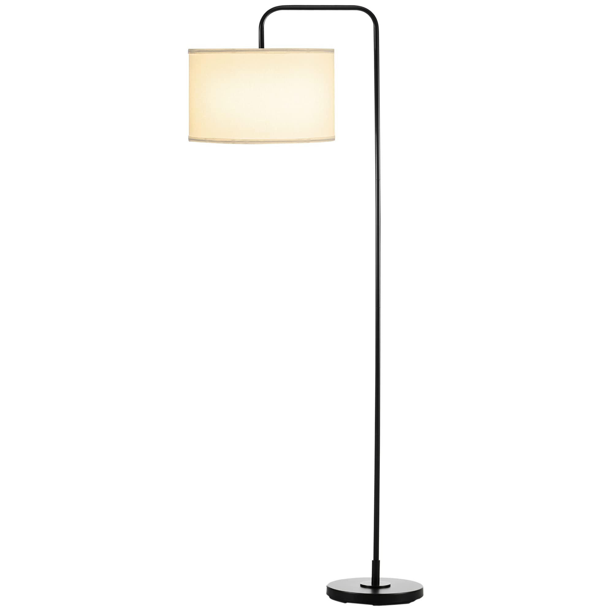 HOMCOM modern black metal floor lamp with cable shade and linen fabric shade for soft lighting