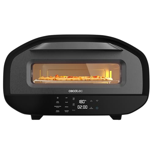 Cecotec Pizza&Co Tifosi Electric Pizza Oven with a sleek black design and viewing window