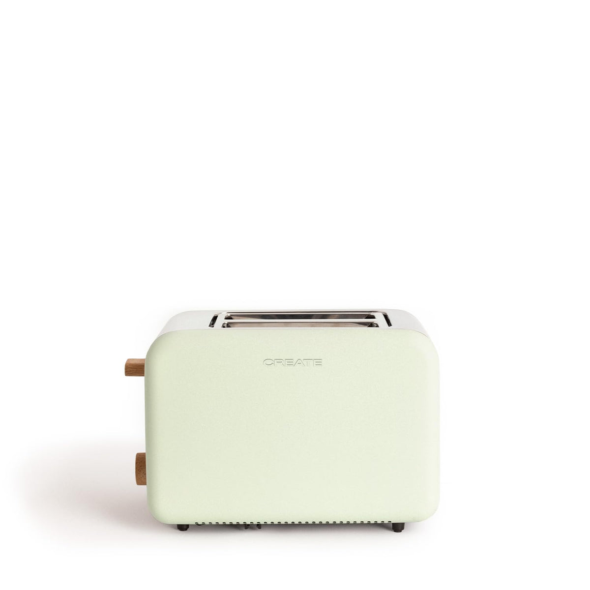 CREATE Retro Toaster with wide slots in green color, featuring 6 power settings and a stainless steel finish