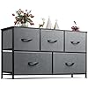 WLIVE 5-Drawer Fabric Dresser - Dark Grey
