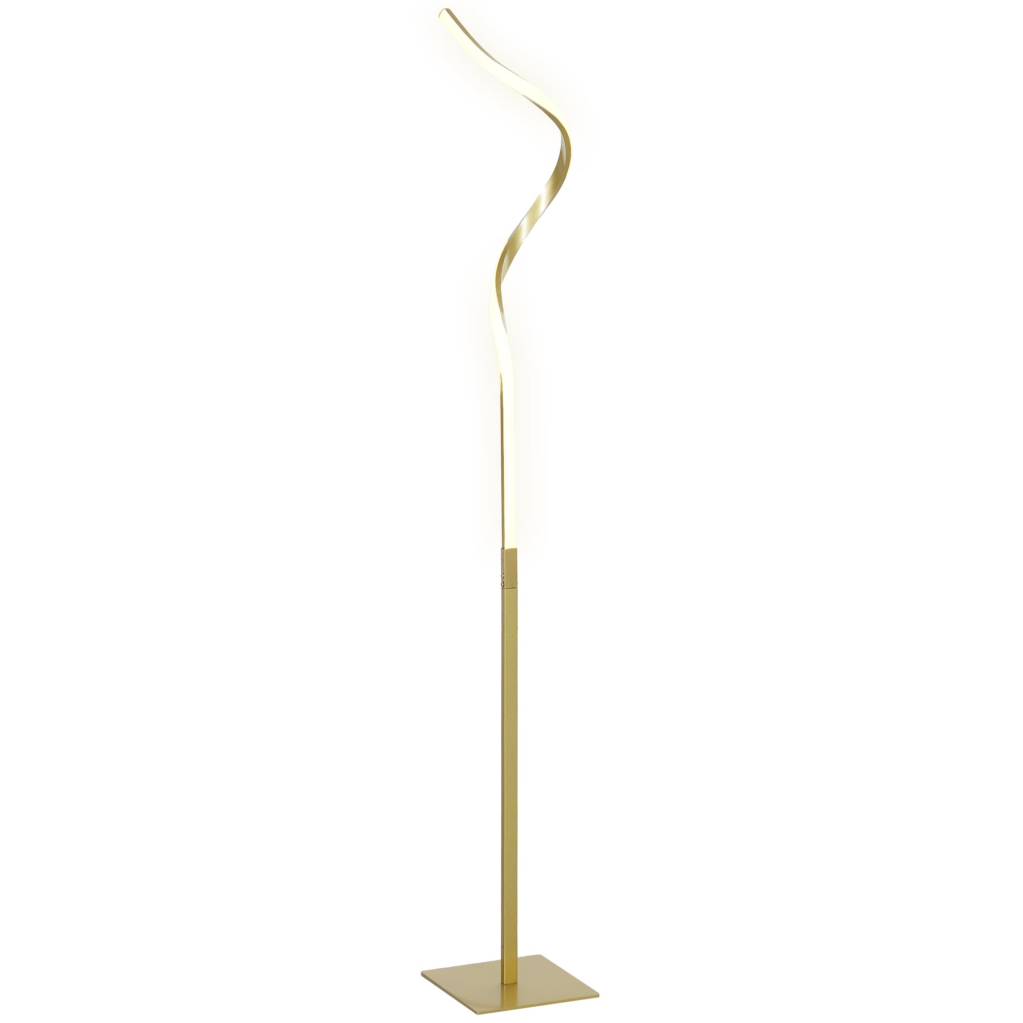 HOMCOM LED Floor Lamp with a unique spiral design, adjustable brightness, and foot switch for easy operation
