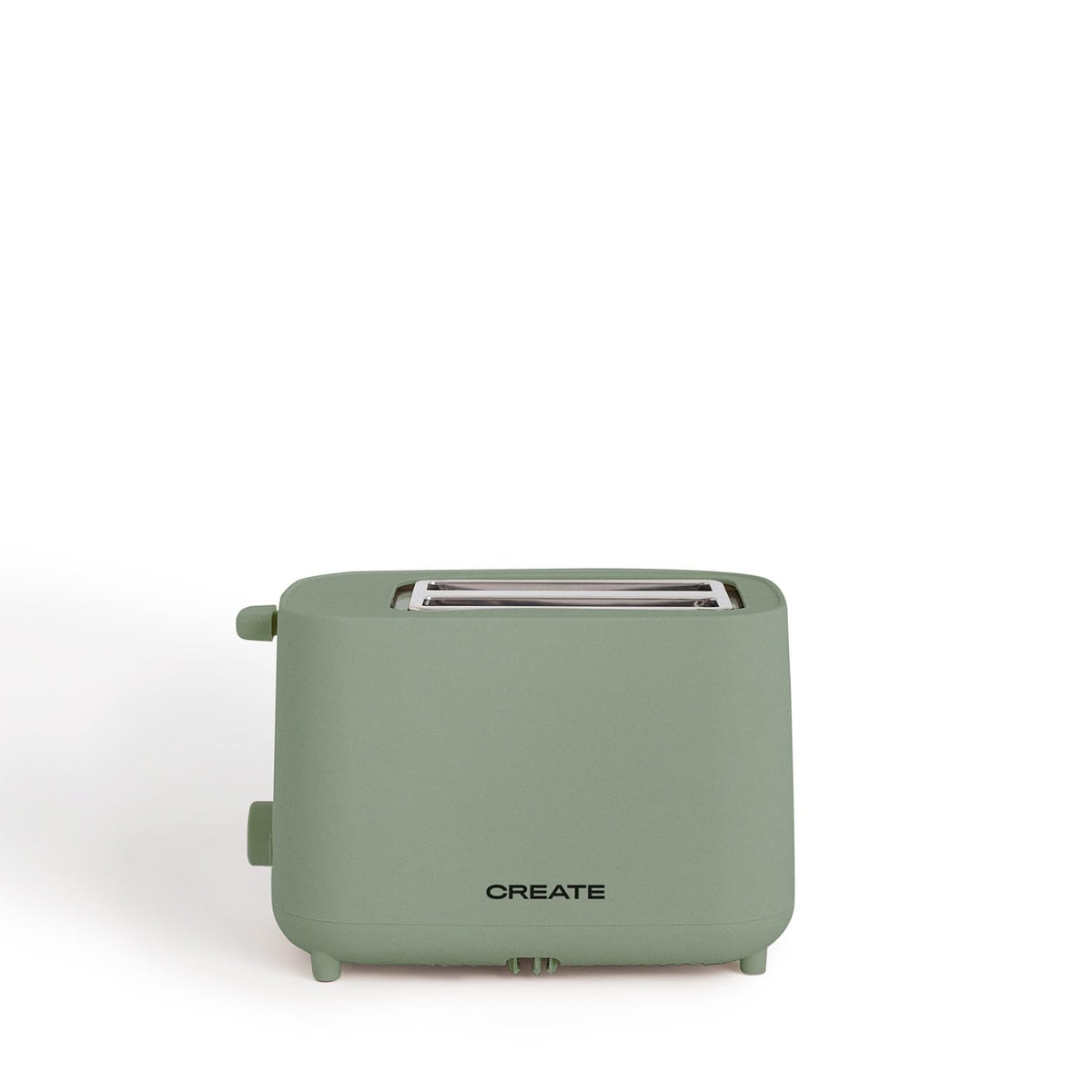 CREATE Sage Green Toaster with 6 toasting levels, crumb tray, and safety features