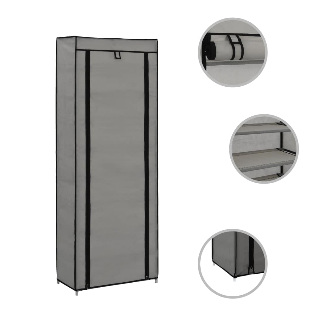 NQJIBUE Grey Fabric Shoe Cabinet with Cover