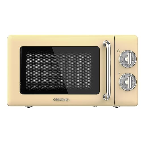 Cecotec Proclean 3010 Retro Yellow Microwave with stainless steel finish and vintage design