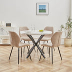 EGOONM Round Marble Look Dining Table with Metal Legs