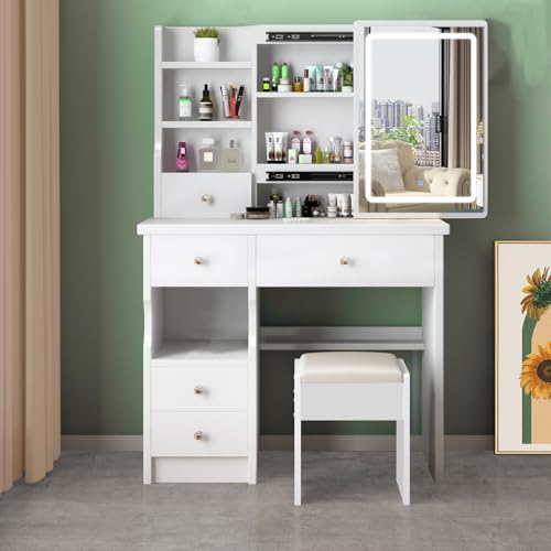 Freeboss T68 Modern Wooden Dressing Table with LED Lighting
