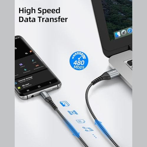 Sunguy 6 Inch Short Usb C Cable 3pack - Fast Charging for Iphone & Samsung
