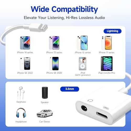 Seulliya 2-in-1 Charging & Audio Adapter for Iphone - Hi-res Sound