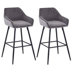 ZOONFA Velvet Kitchen Counter High Bar Stools Set of 2 with Armrest & Backrest