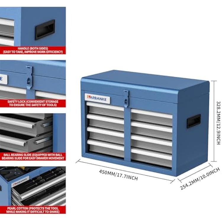 LARBANKE Portable 4-Drawer Metal Tool Box with Top Storage Tray - 4 drawer