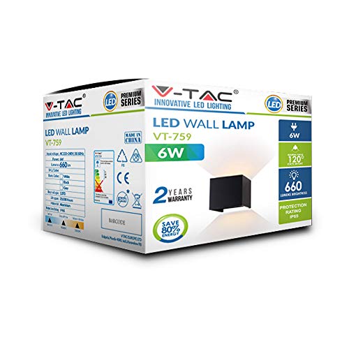 V-tac 12w Modern Square Led Wall Light - Waterproof & Adjustable Beam