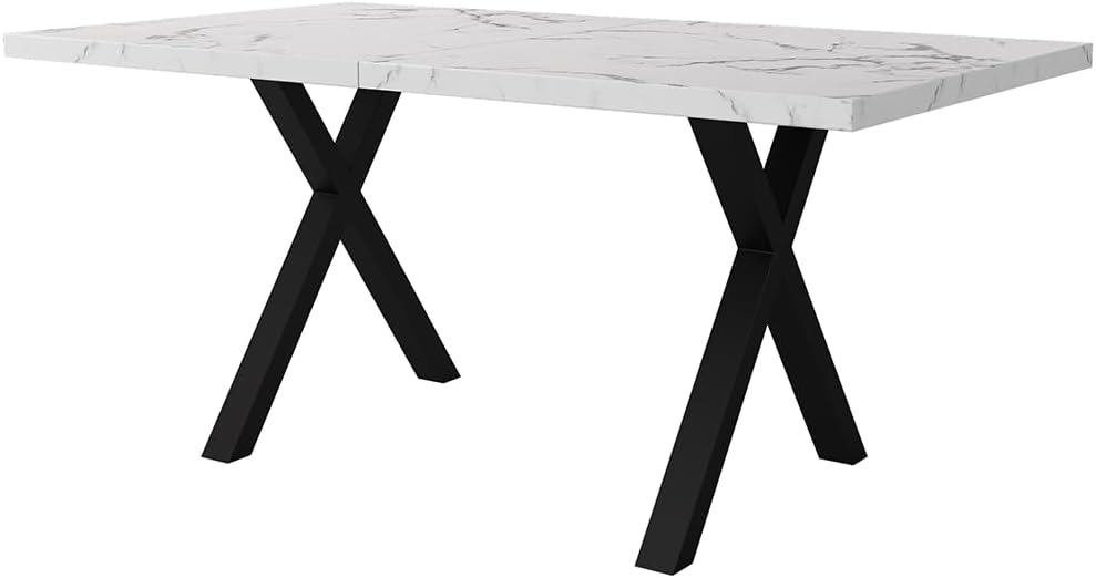 Generisch Modern Minimalist Dining Table White & Black Marble