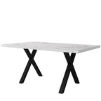Modern minimalist dining table with crossed legs design and marble structure