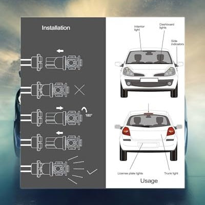 Noobibaba W5W Led Car License Plate Light Bulb - Energy Efficient & Long Lasting