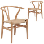 Nicer Furniture Replica Hans Wegner Wishbone Chair Natural Set of 2