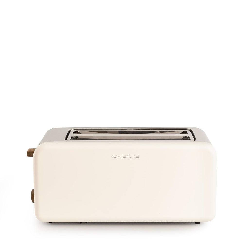 CREATE Retro XL Off White Toaster with 6 power levels, crumb tray, and wide slots