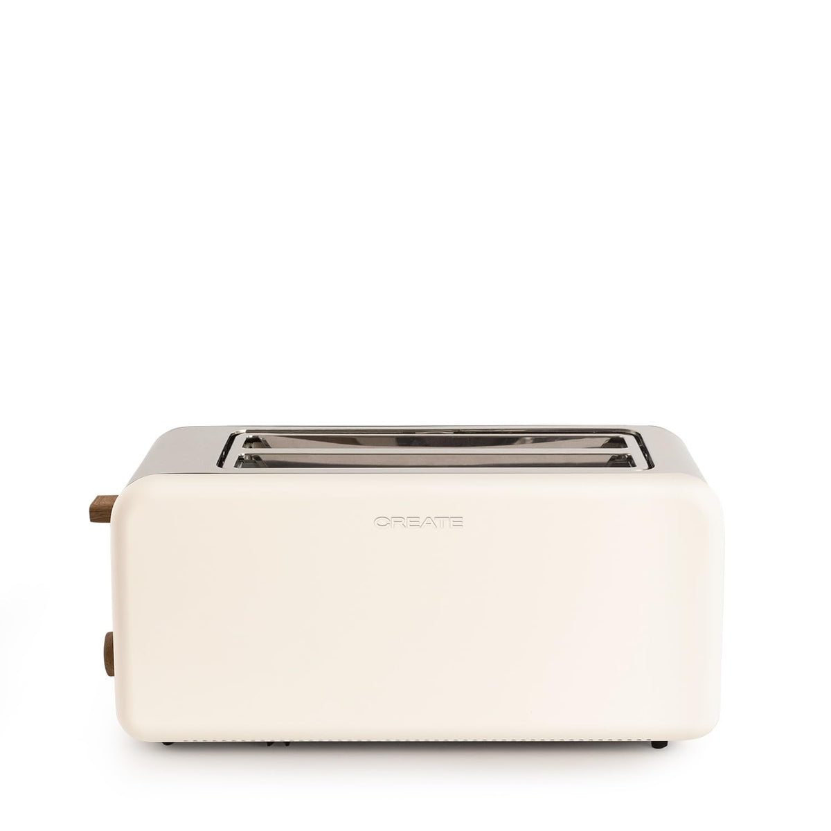 CREATE Retro XL Off White Toaster with 6 power levels, crumb tray, and wide slots