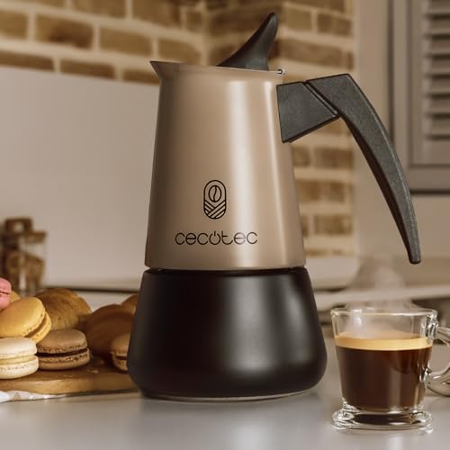 Cecotec - Piccolina 900 Gold Coffee Maker, 450 ml, 10 Cups, Stainless Steel Filter