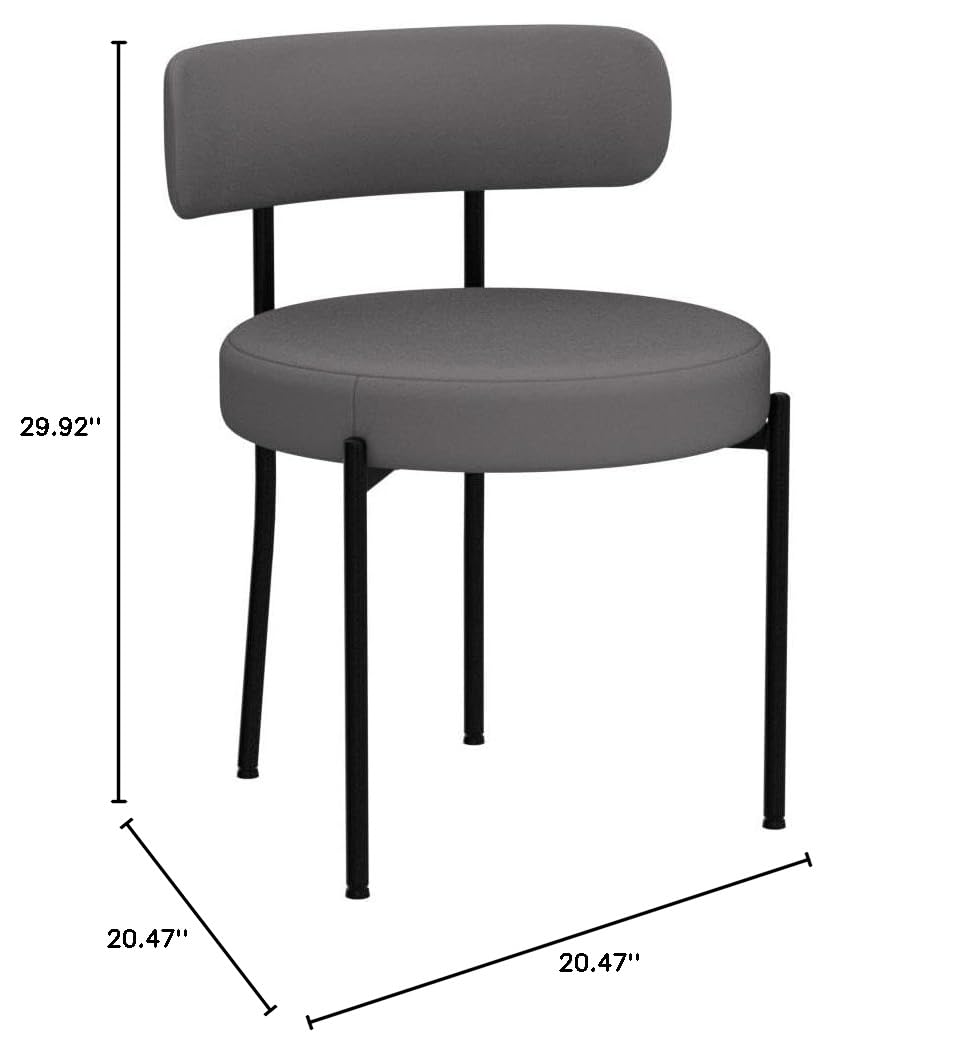 DYHOME Mid-Century Modern Dark Grey Dining Chairs Set of 2