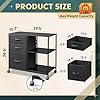 Devaise 3 Drawer Mobile File Cabinet with Open Shelf - Black