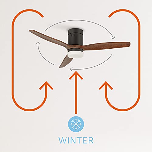 Create - Windcalm Ceiling Fan with Light, Dark Wood, Remote Control, 6 Speeds, 3 Light Settings, 40W, Ø132 cm
