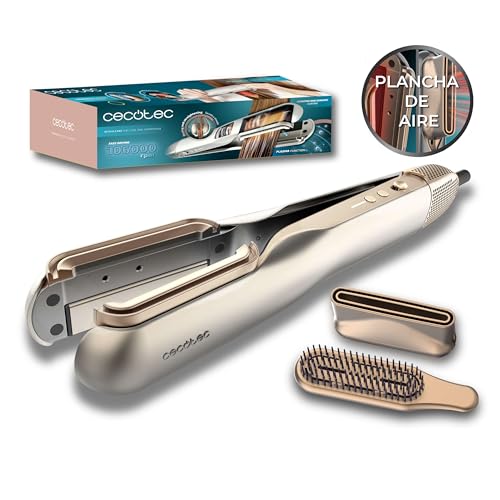 Experience Cecotec's 2in1 Air Straighteners with a powerful digital motor, 106000 RPM, featuring brush and concentrator heads for quick drying and smoothing.