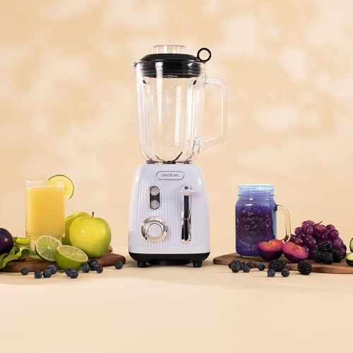 Cecotec - Retro Blender Power Black Titanium, 1200W, 1.5L Jug, 4-Leaves Blade
